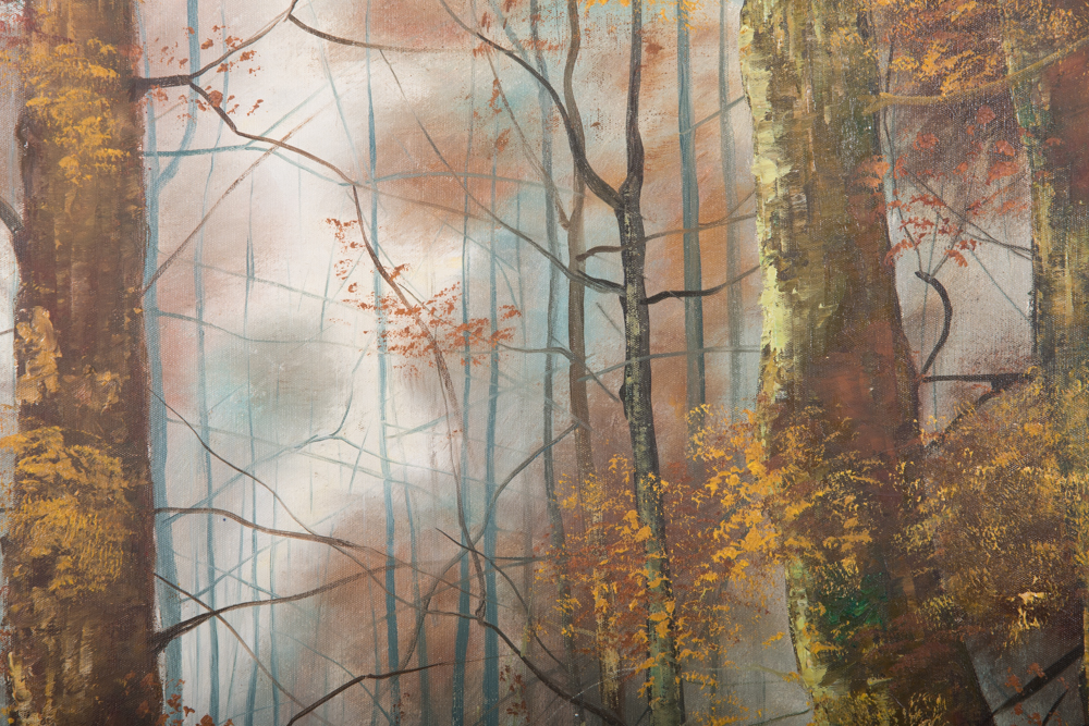Dürrnberger Oil Painting on Canvas of Autumn Woodland Scene