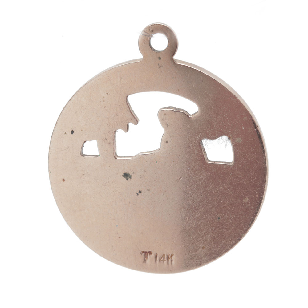 14K Yellow Gold Openwork Cyclist Pendant