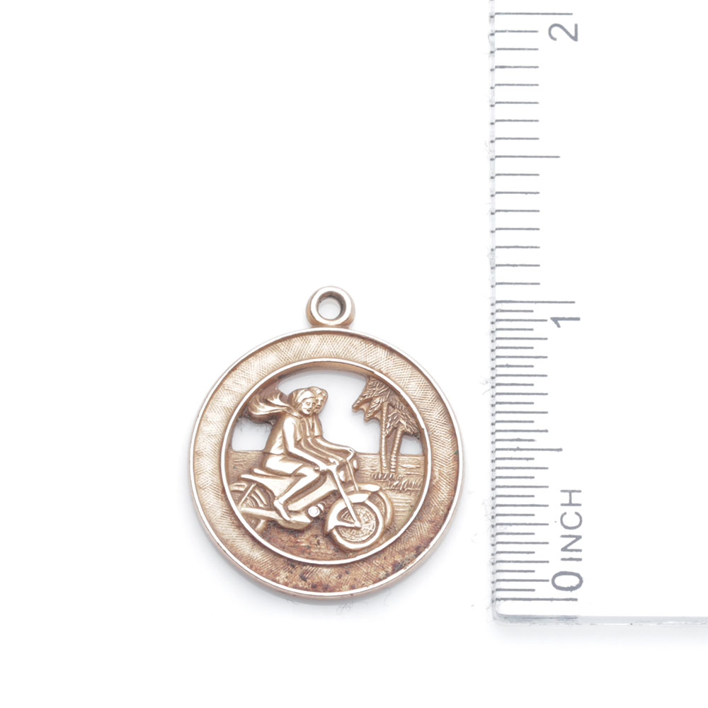 14K Yellow Gold Openwork Cyclist Pendant