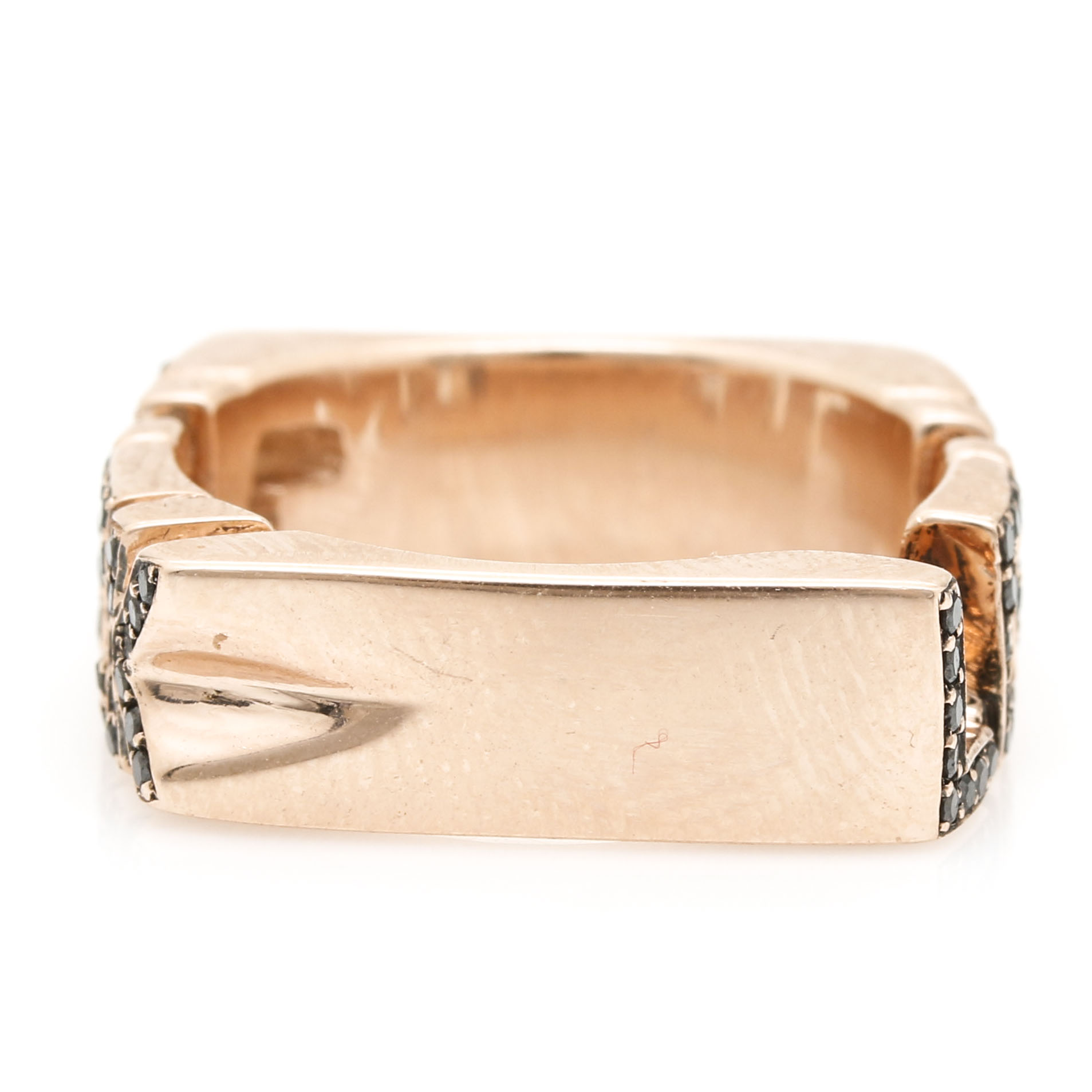 14K Rose Gold Black Diamond Typography Ring