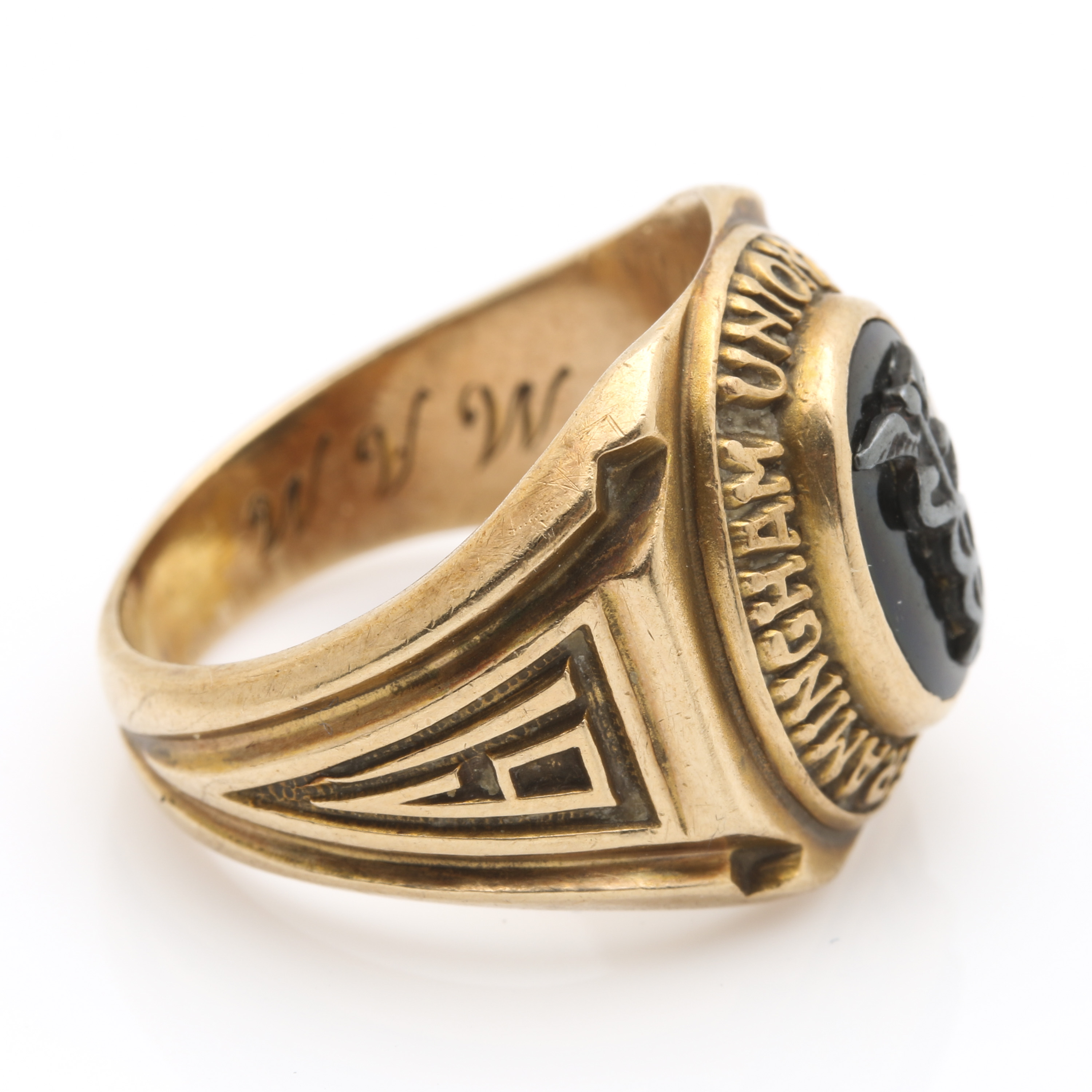 10K Yellow Gold Black Onyx Caduceus Ring