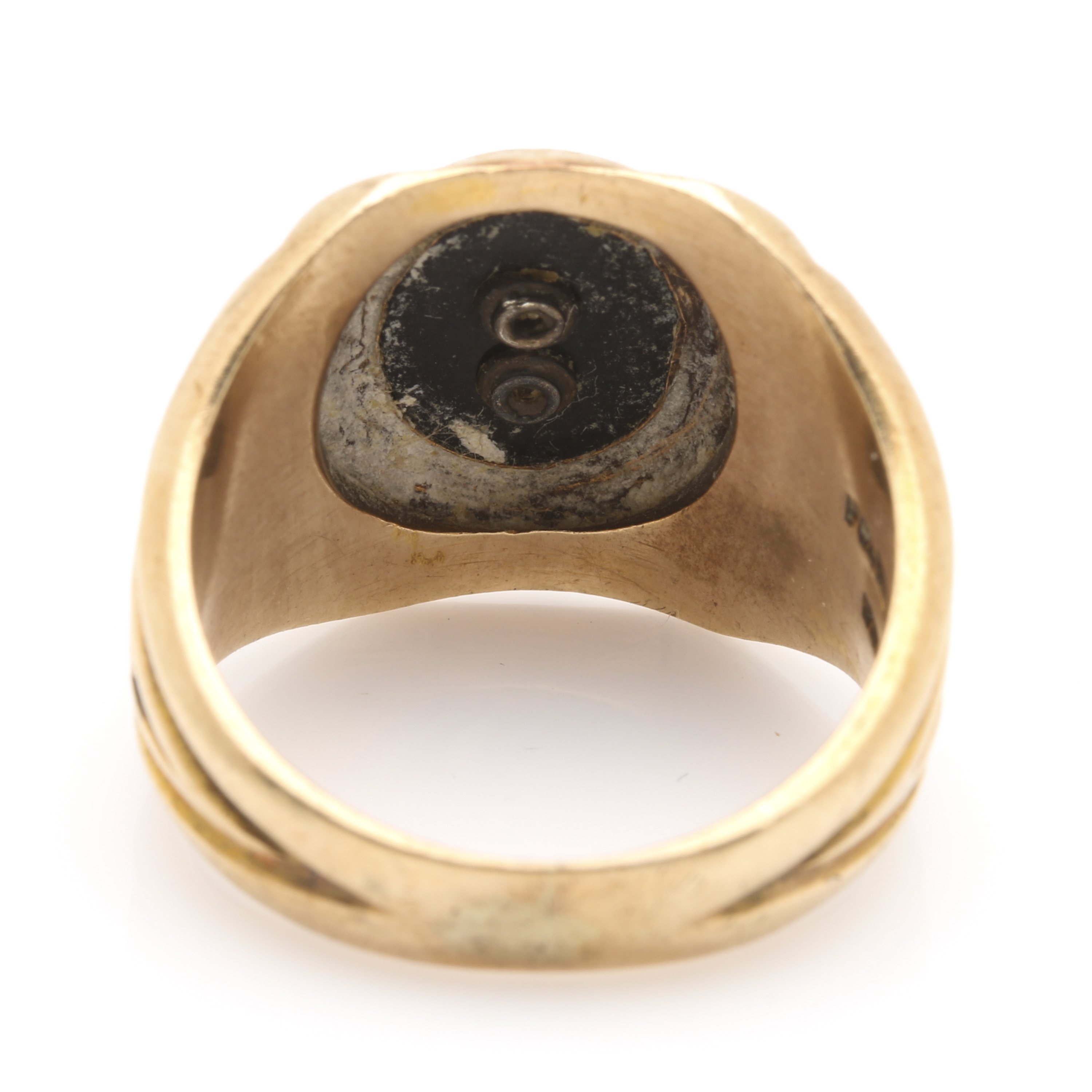 10K Yellow Gold Black Onyx Caduceus Ring