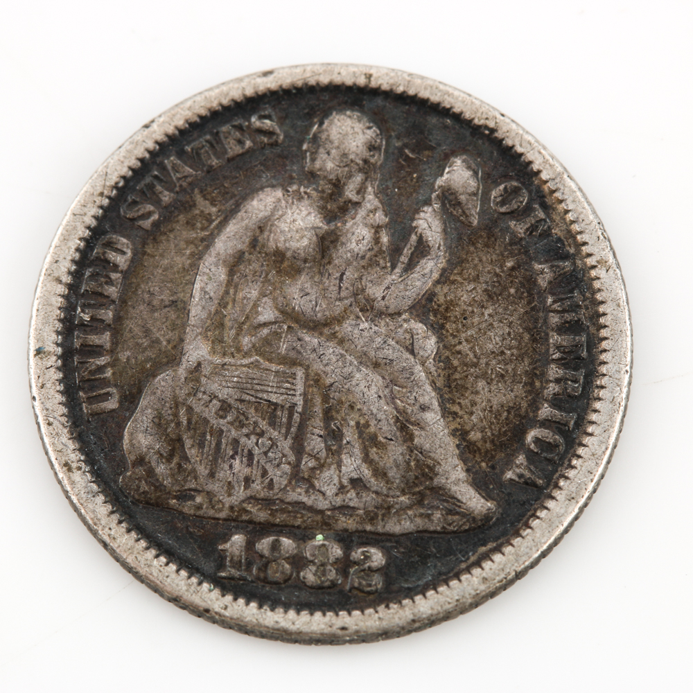 Four Seated Dime Love Tokens