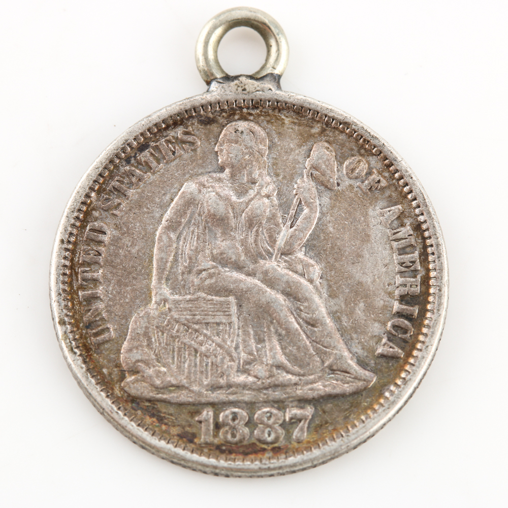 Four Seated Dime Love Tokens