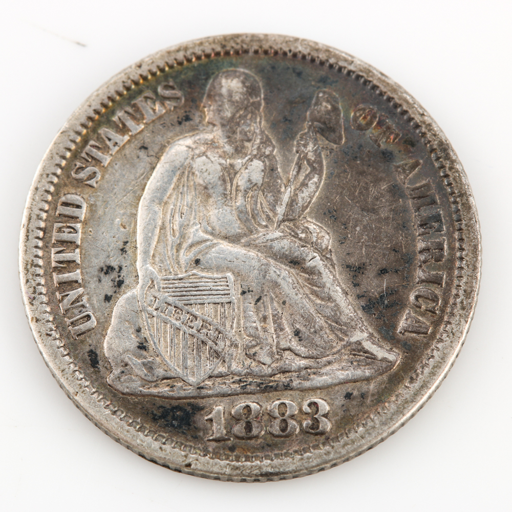 Four Seated Dime Love Tokens