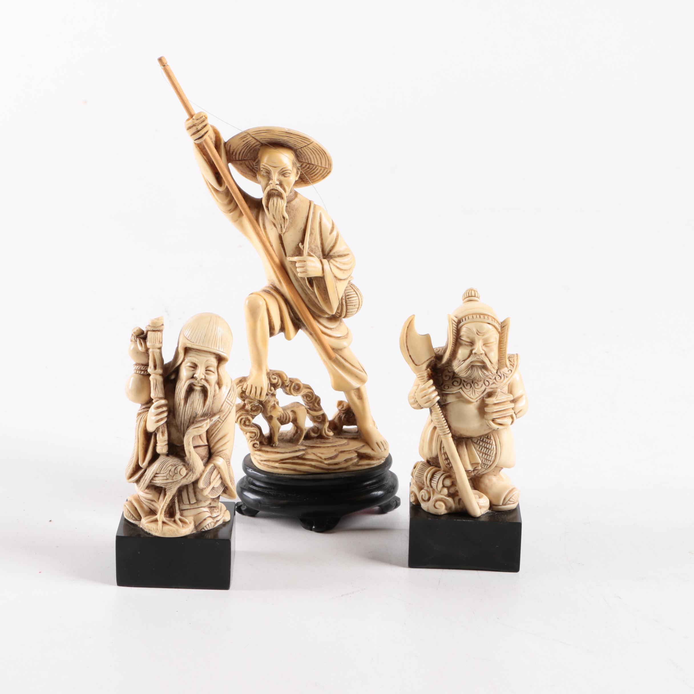 Asian Inspired Ornate Old Man Figurines