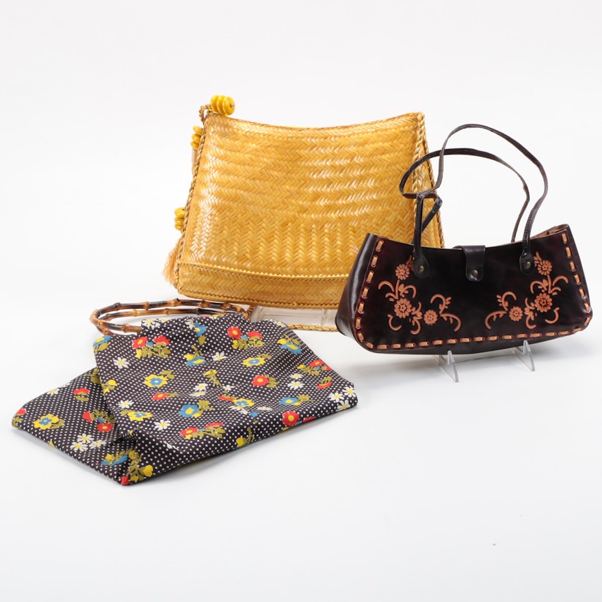 1970s Vintage Handbags Including Tooled Leather