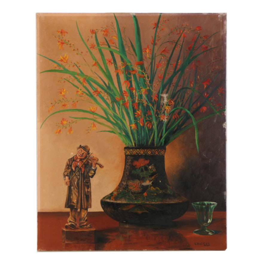 Claude Backus Oil Painting on Canvas of a Still Life