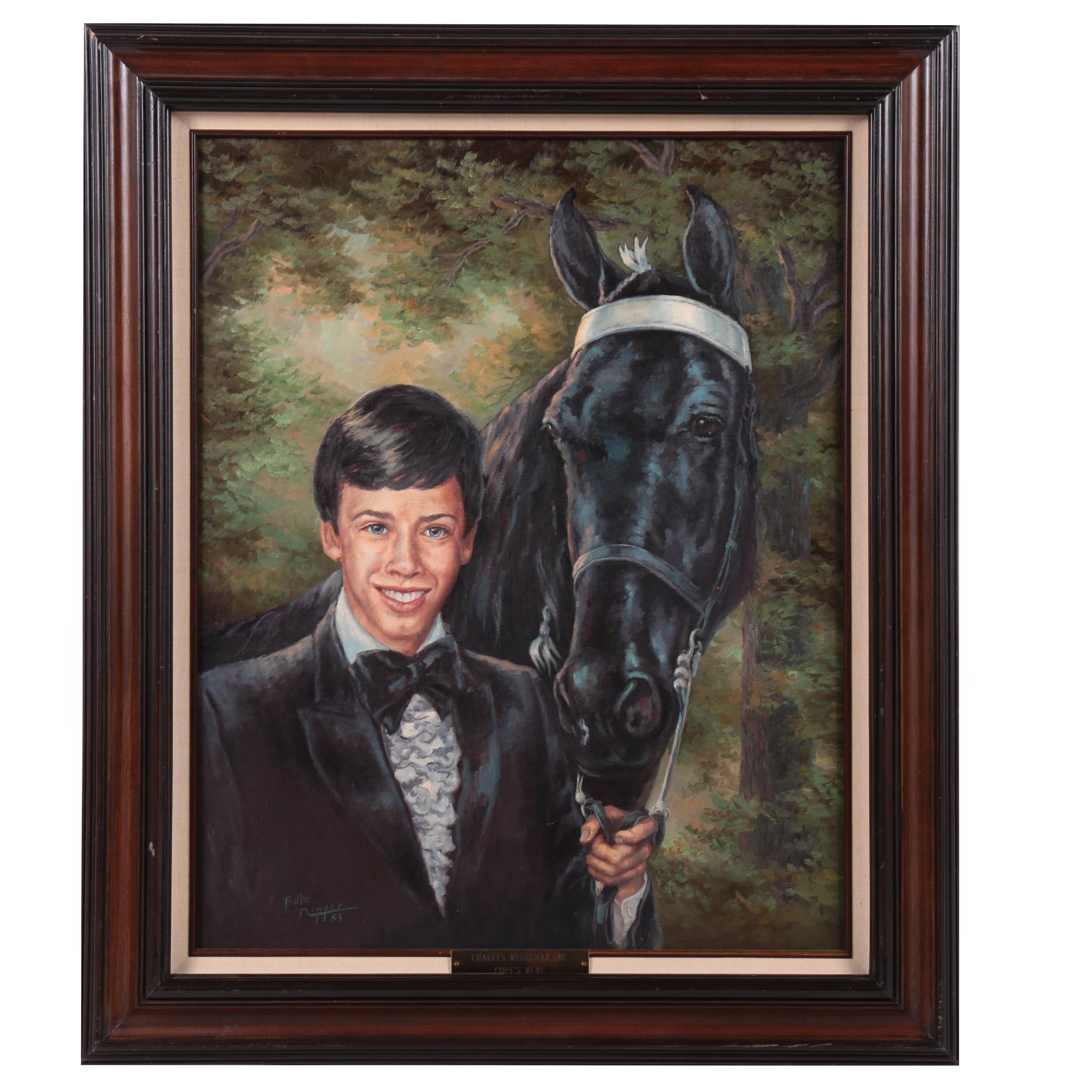 Billie Ripper Oil Painting of a Boy and his Horse