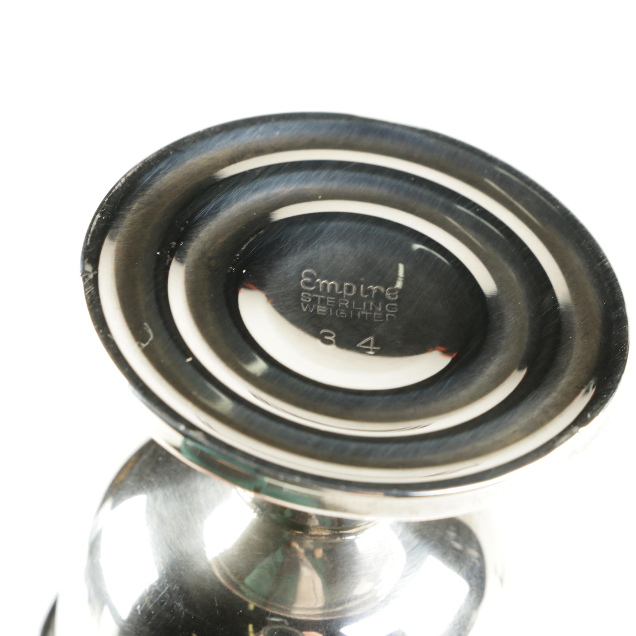 Empire Silver Co. Weighted Sterling Shakers with Duchin Creation Candleholder