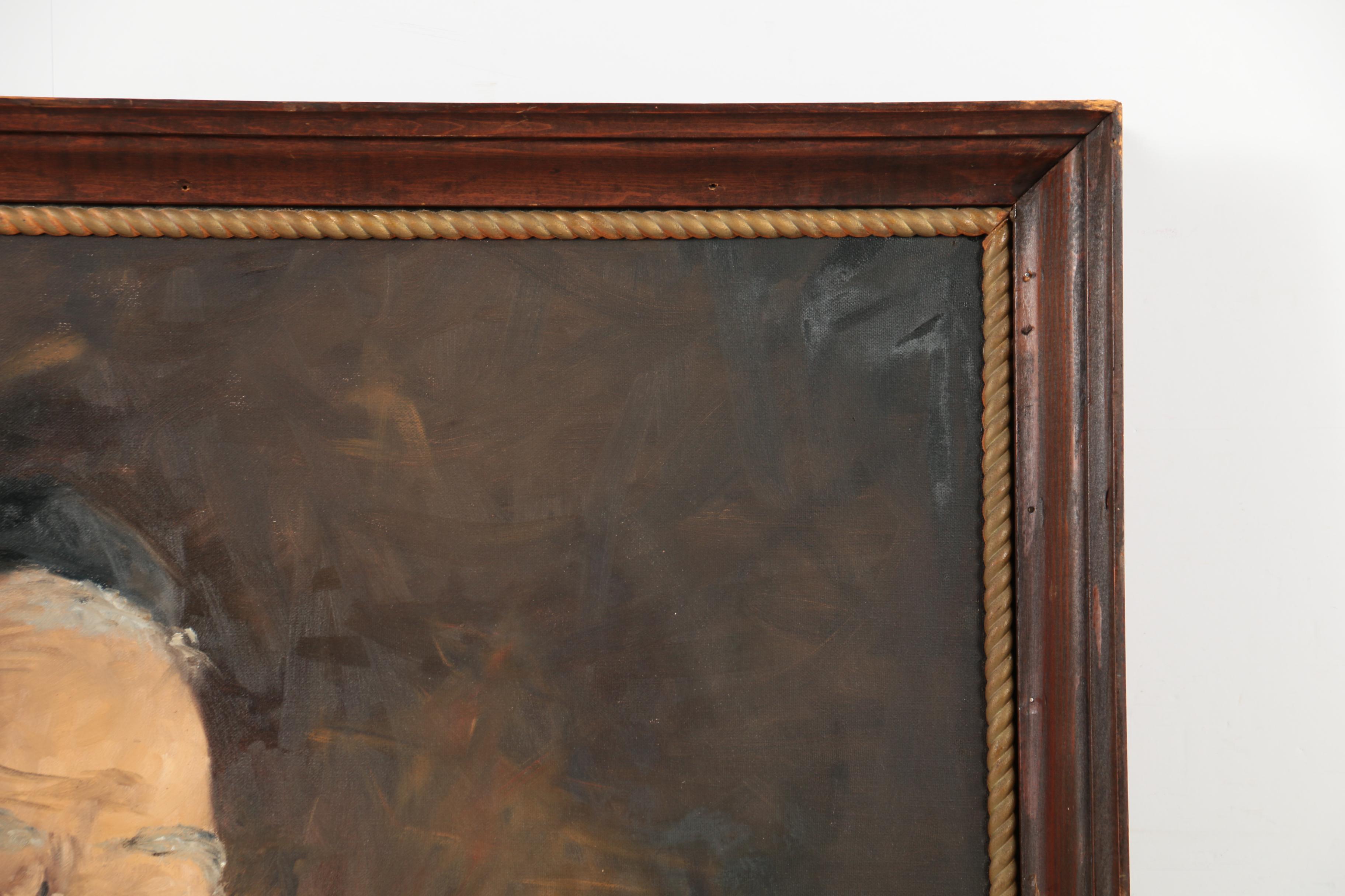 Kohrn Oil Painting on Canvas of a Man Lighting a Menorah