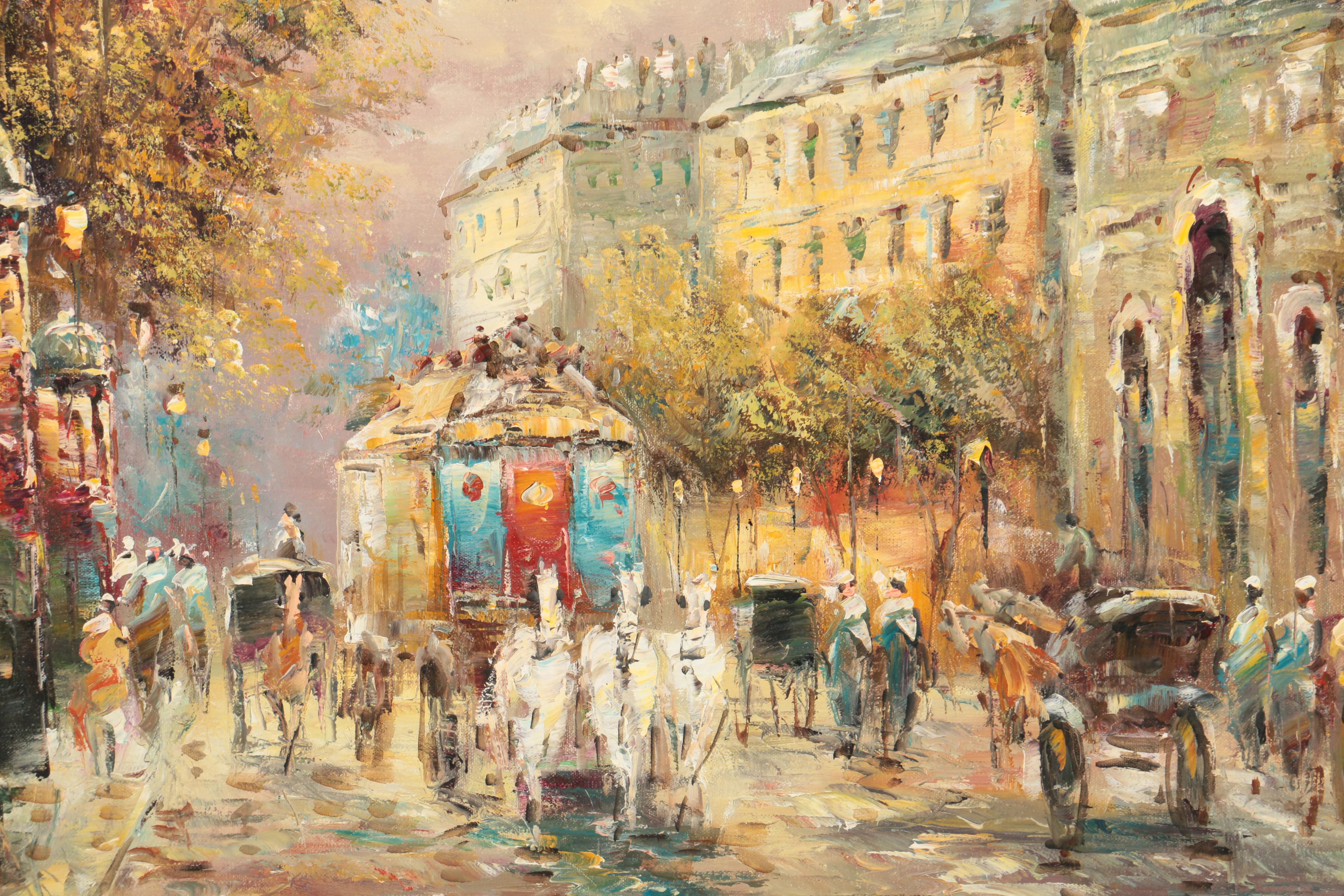 Rabous Oil Painting on Canvas of Street Scene