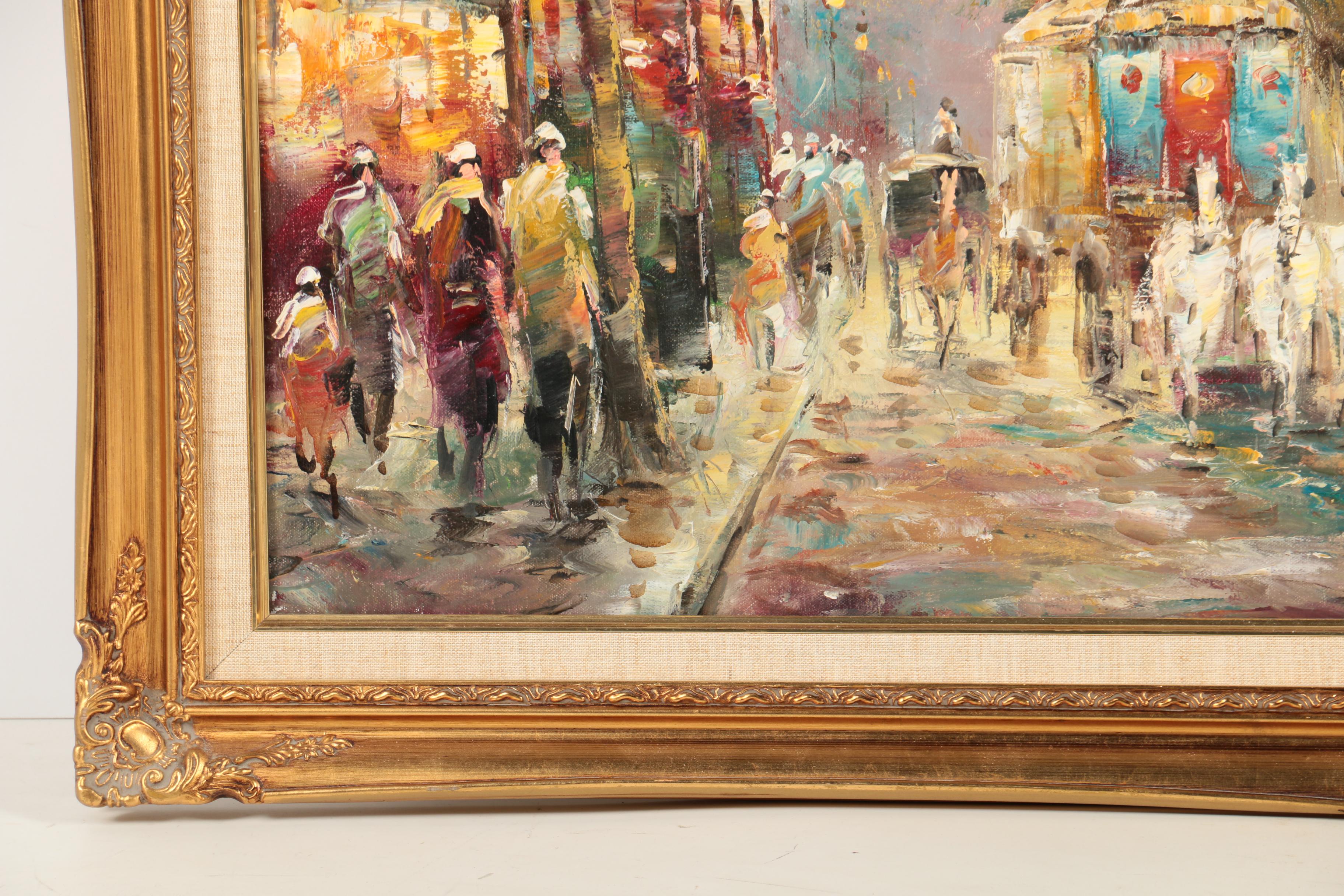 Rabous Oil Painting on Canvas of Street Scene