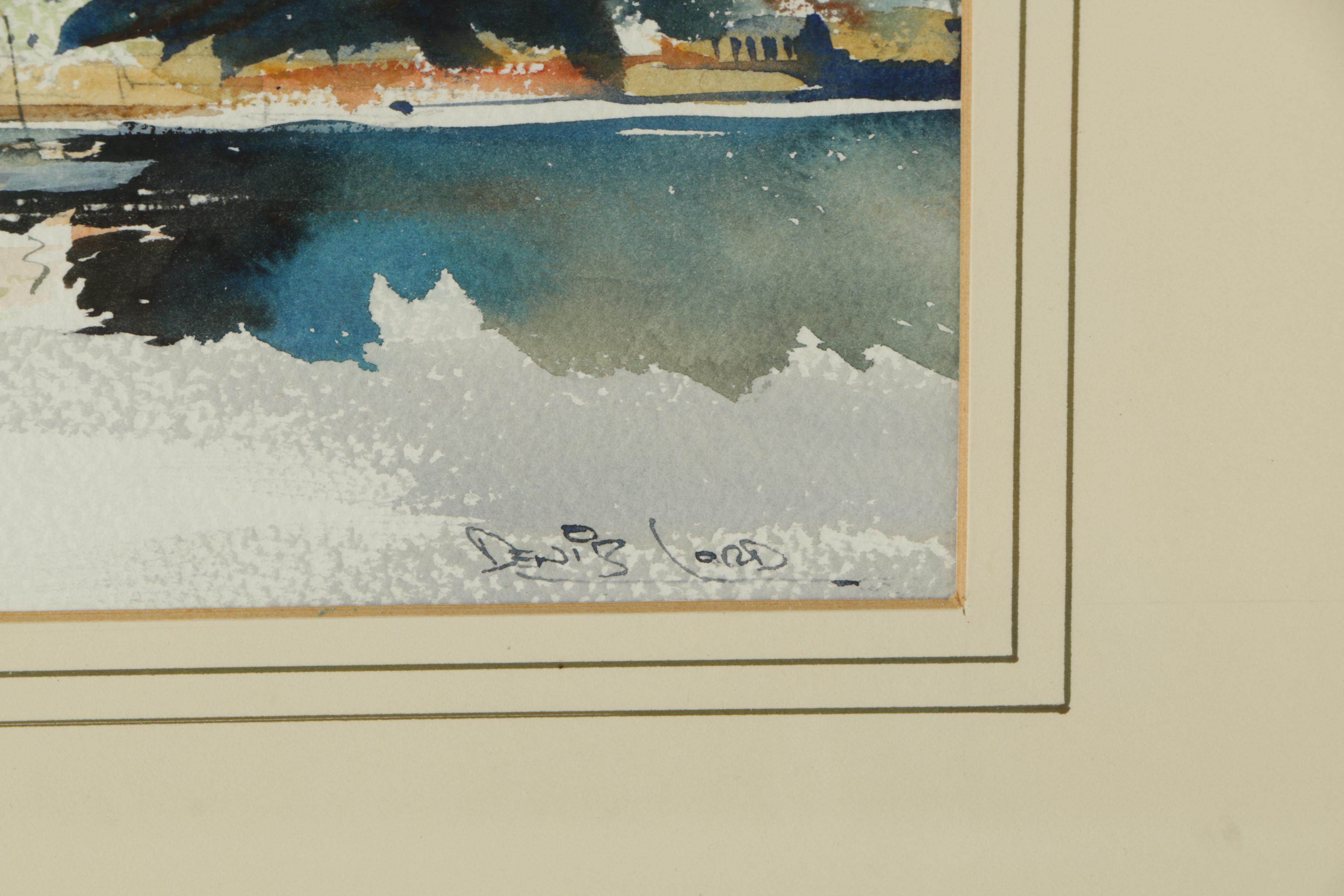 Denis Lord Watercolor Painting on Paper of Waterfront Castle