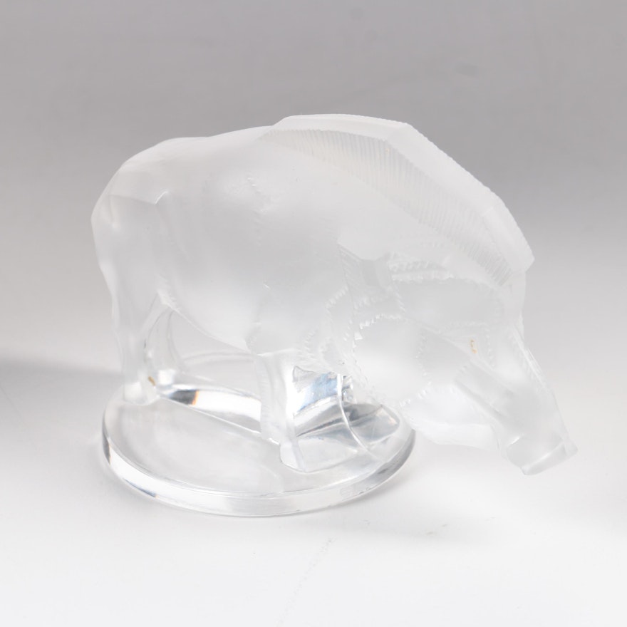 Lalique Crystal Boar Figurine