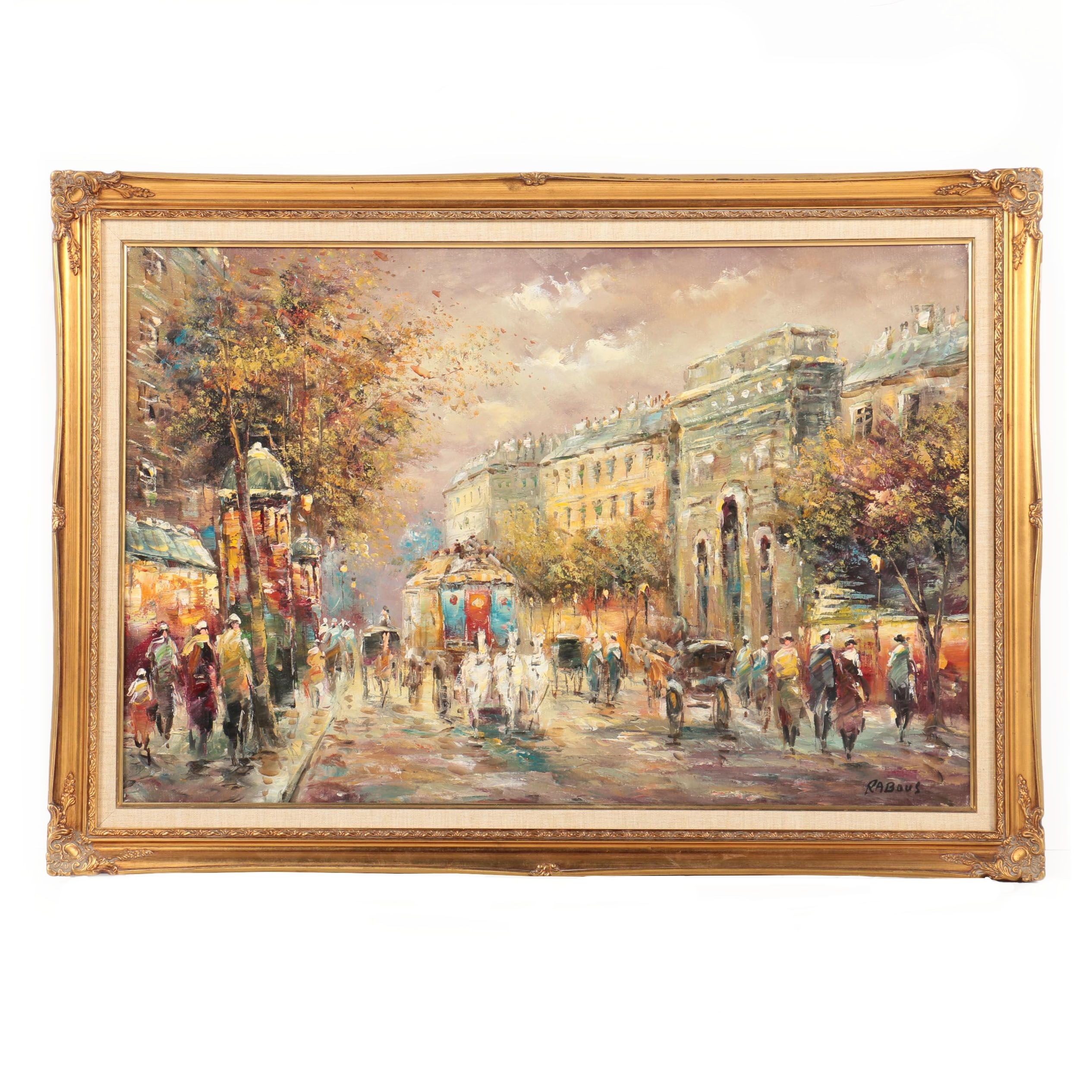 Rabous Oil Painting on Canvas of Street Scene
