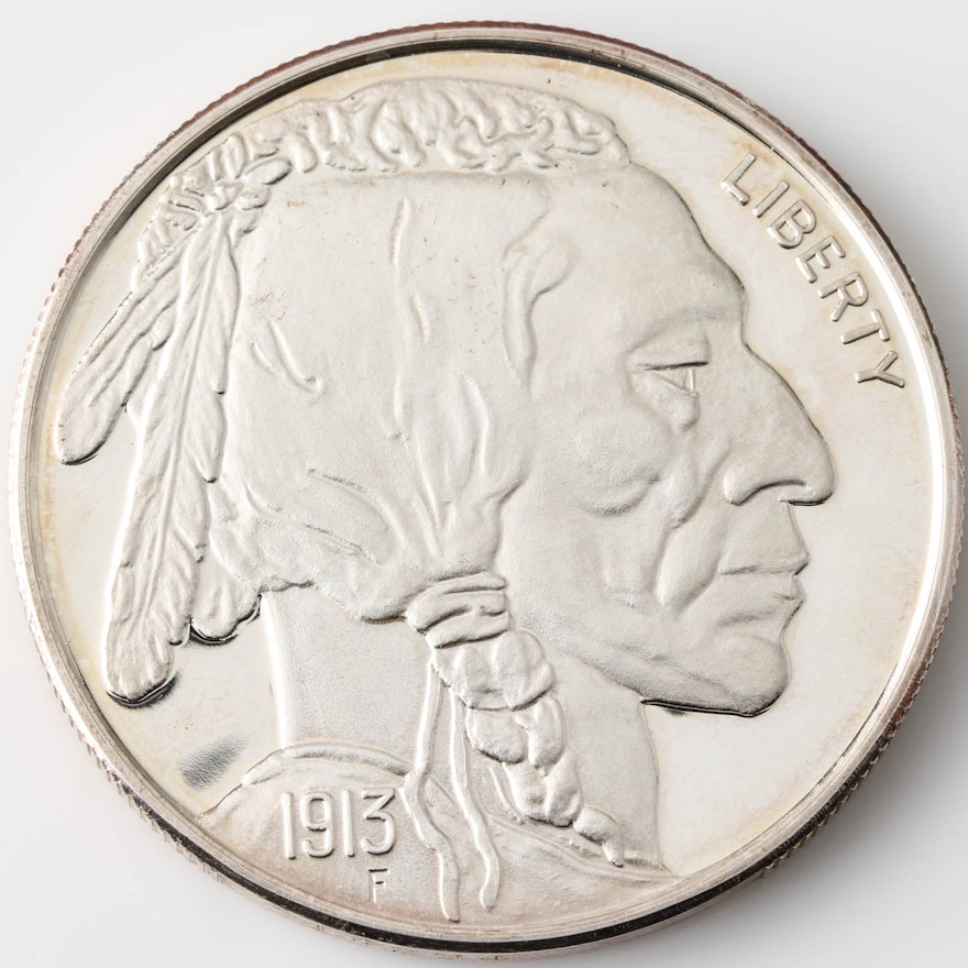 Silver Round Two Ounce Copy of a Buffalo Nickel