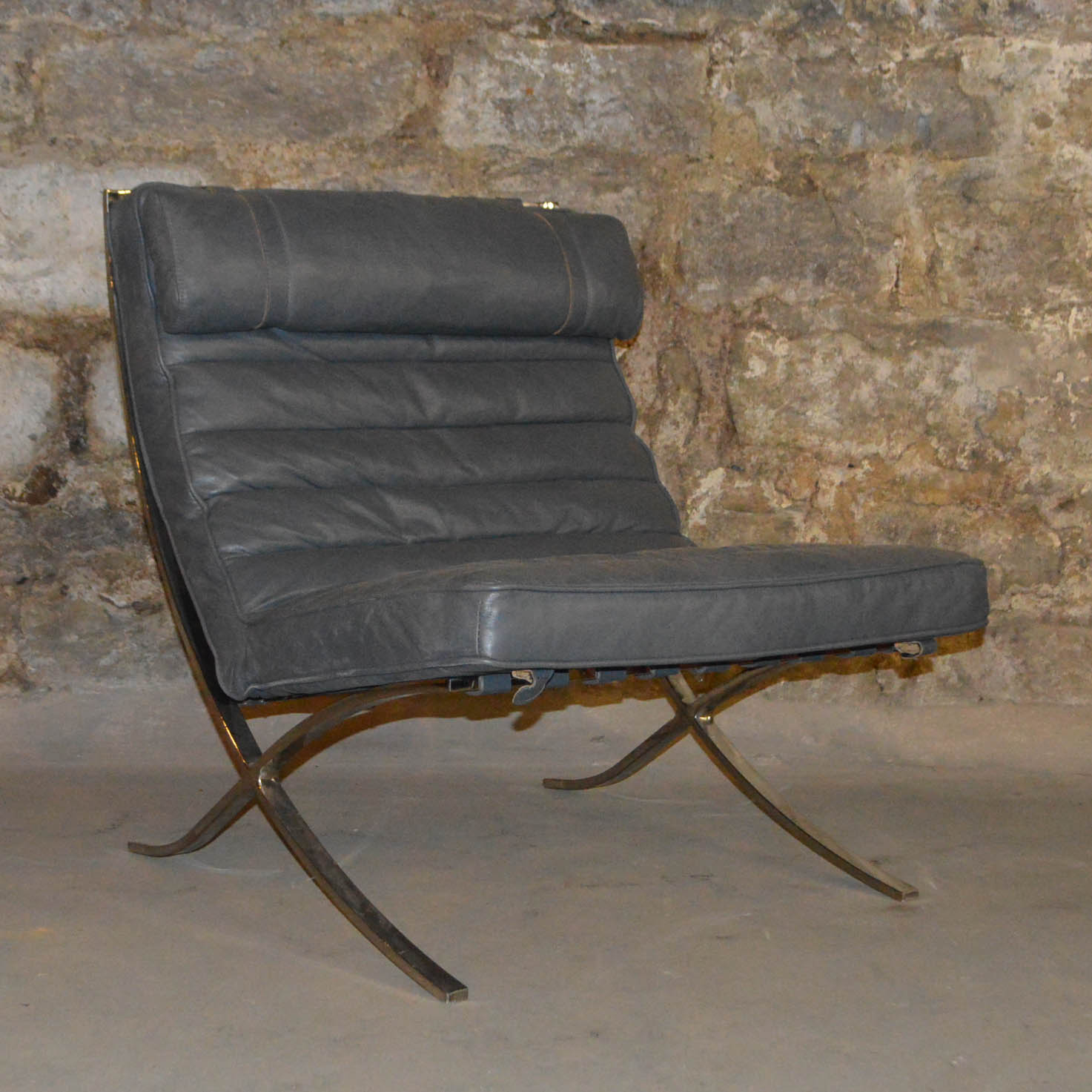 Full Grain Leather "Barcelona" Style Chair
