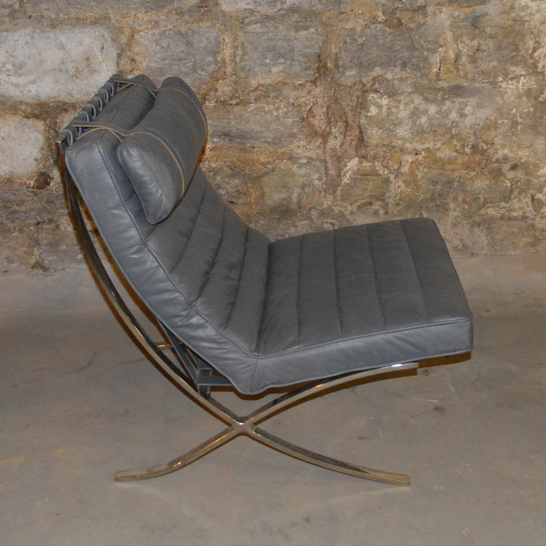 Full Grain Leather "Barcelona" Style Chair