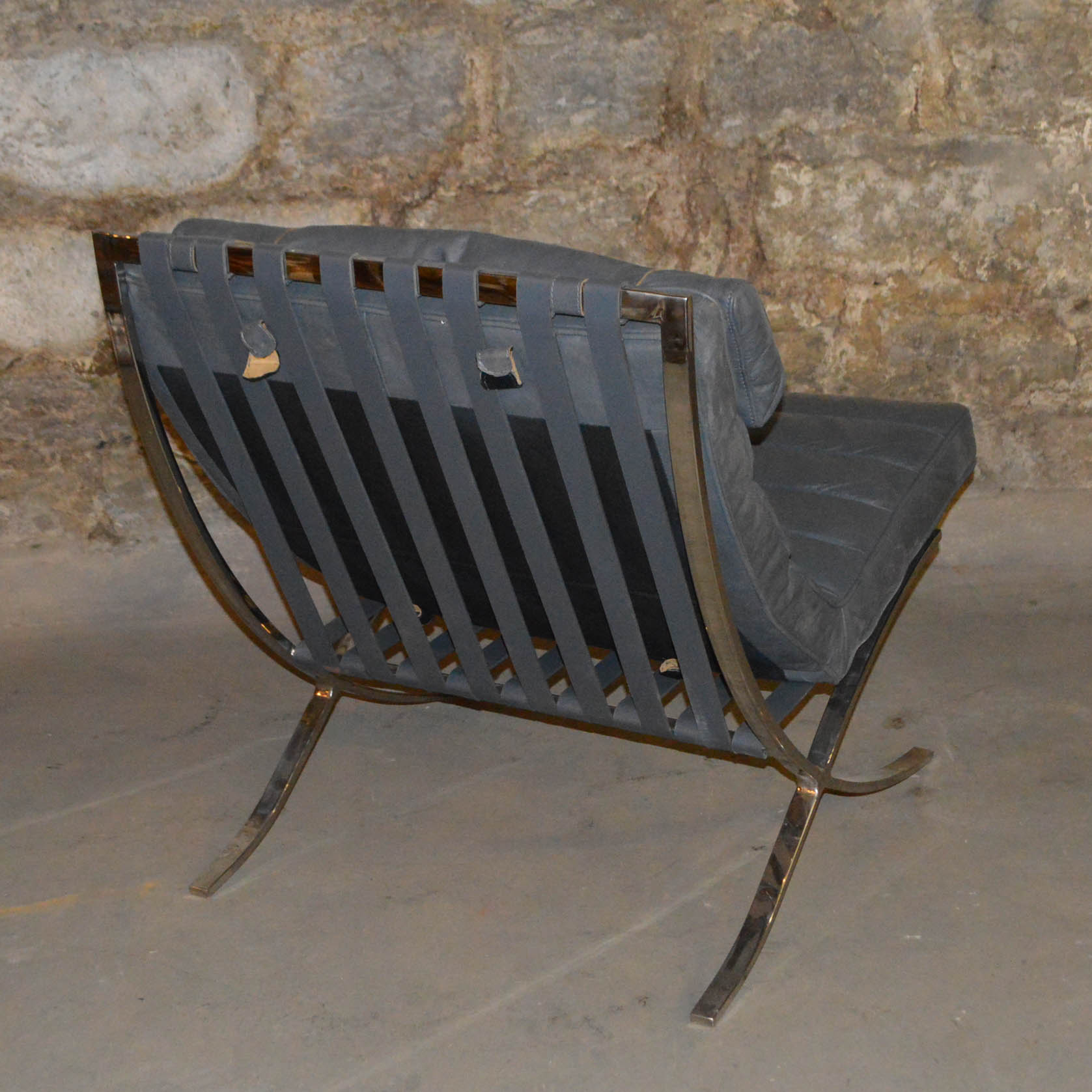 Full Grain Leather "Barcelona" Style Chair