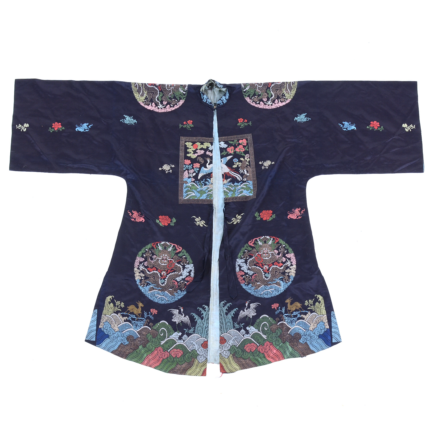 Chinese Early 20th Century Qing Dynasty Period Silk Robe