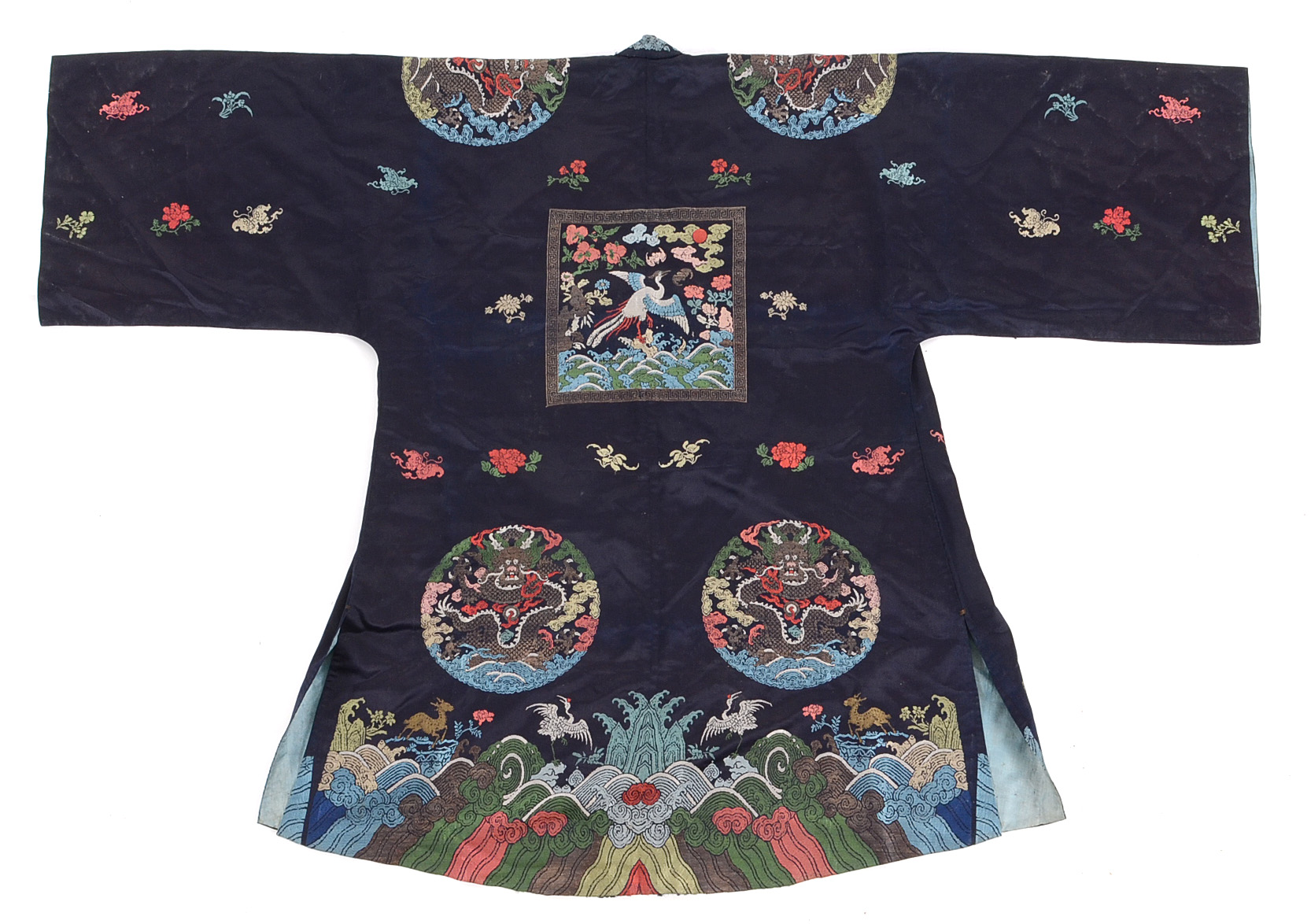 Chinese Early 20th Century Qing Dynasty Period Silk Robe