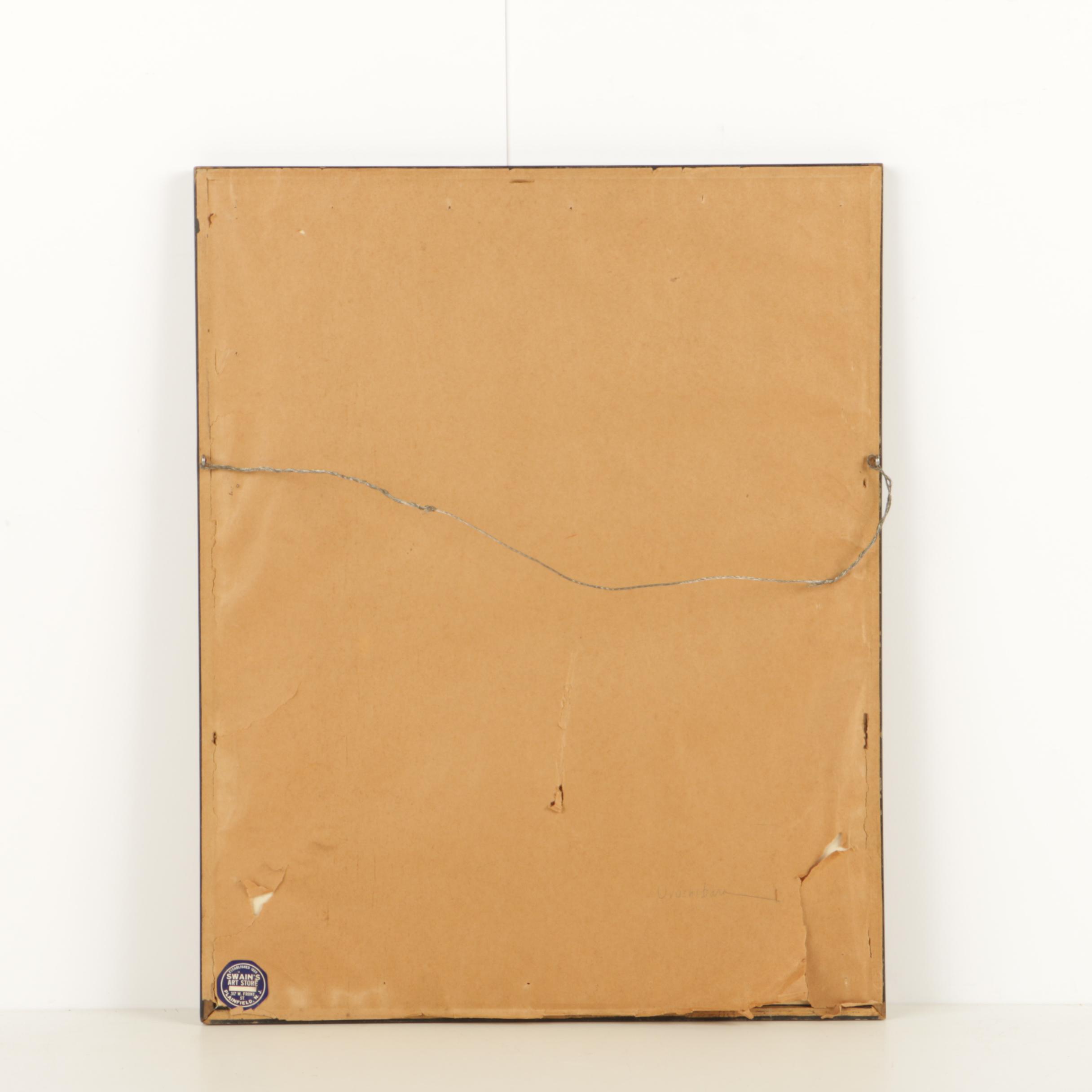 Urushibara Mokuchu Woodblock Print on Paper of a White Horse