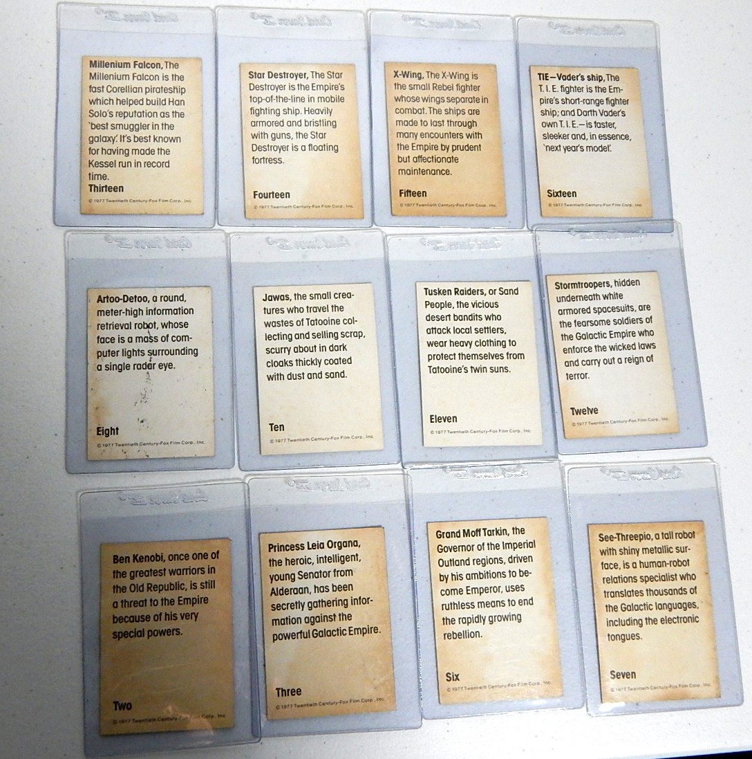 Twelve 1977 Wonder Bread Star Wars Cards