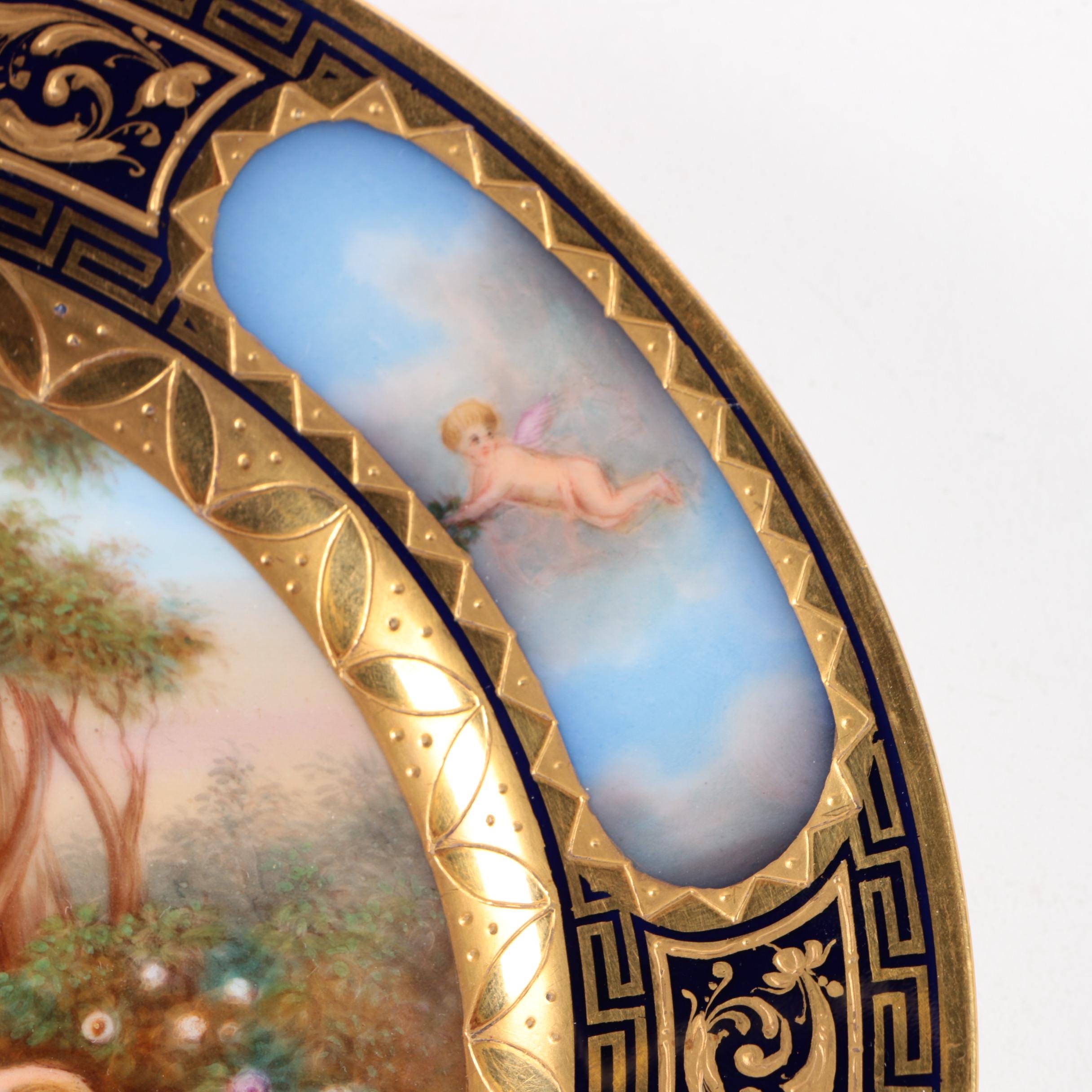 Signed Hand-Painted Ackermann and Fritz Porcelain Cabinet Plate