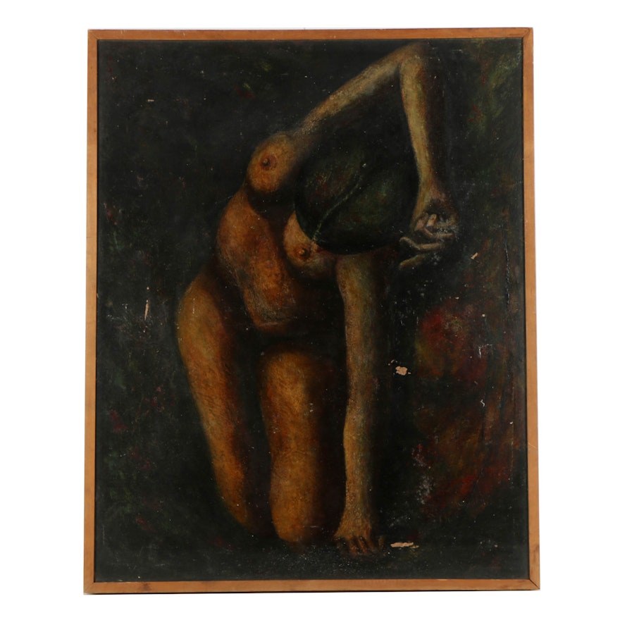 Oil Painting on Board of a Female Nude