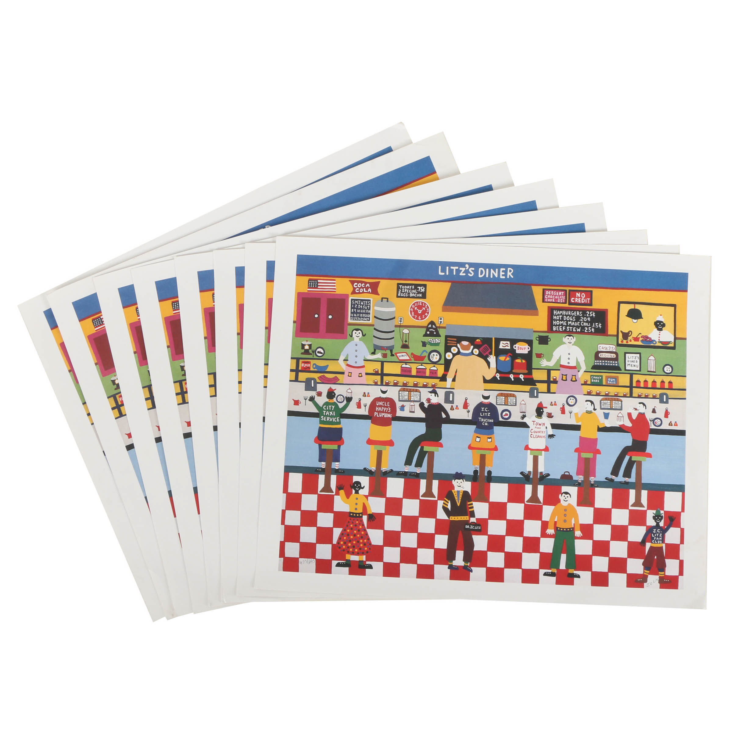 Collection of Limited Edition Offset Lithograph on Paper "Litz's Diner"