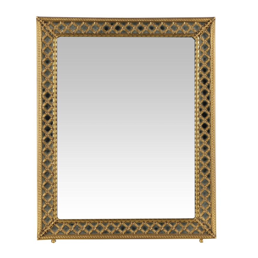 Gold Tone Metal Table Mirror