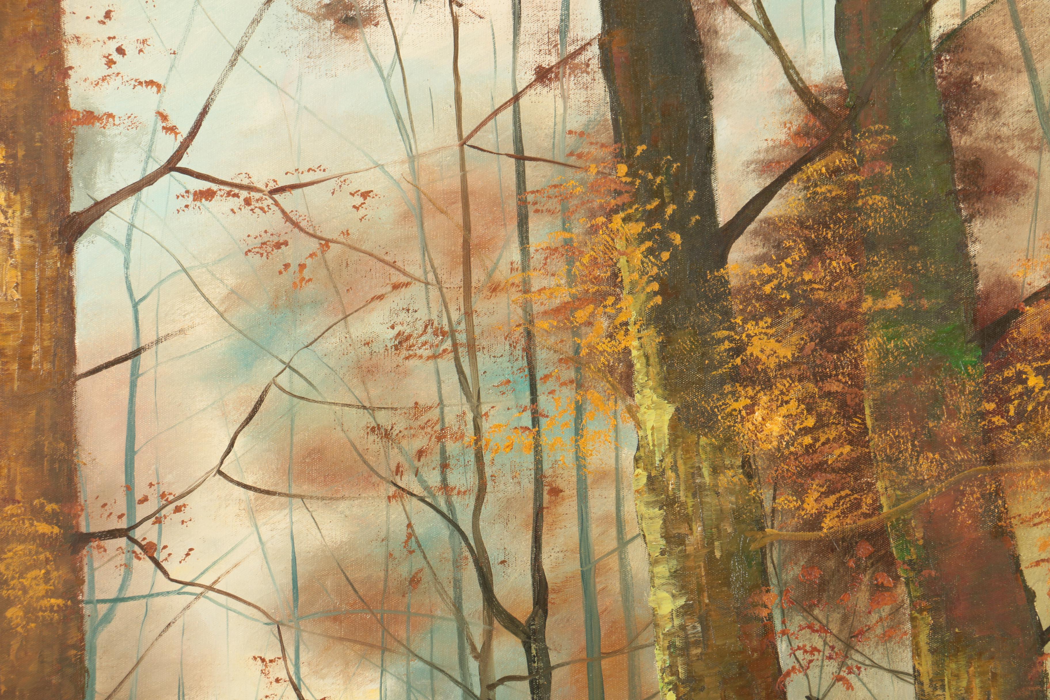 Dürrnberger Oil Painting on Canvas of Autumn Woodland Scene