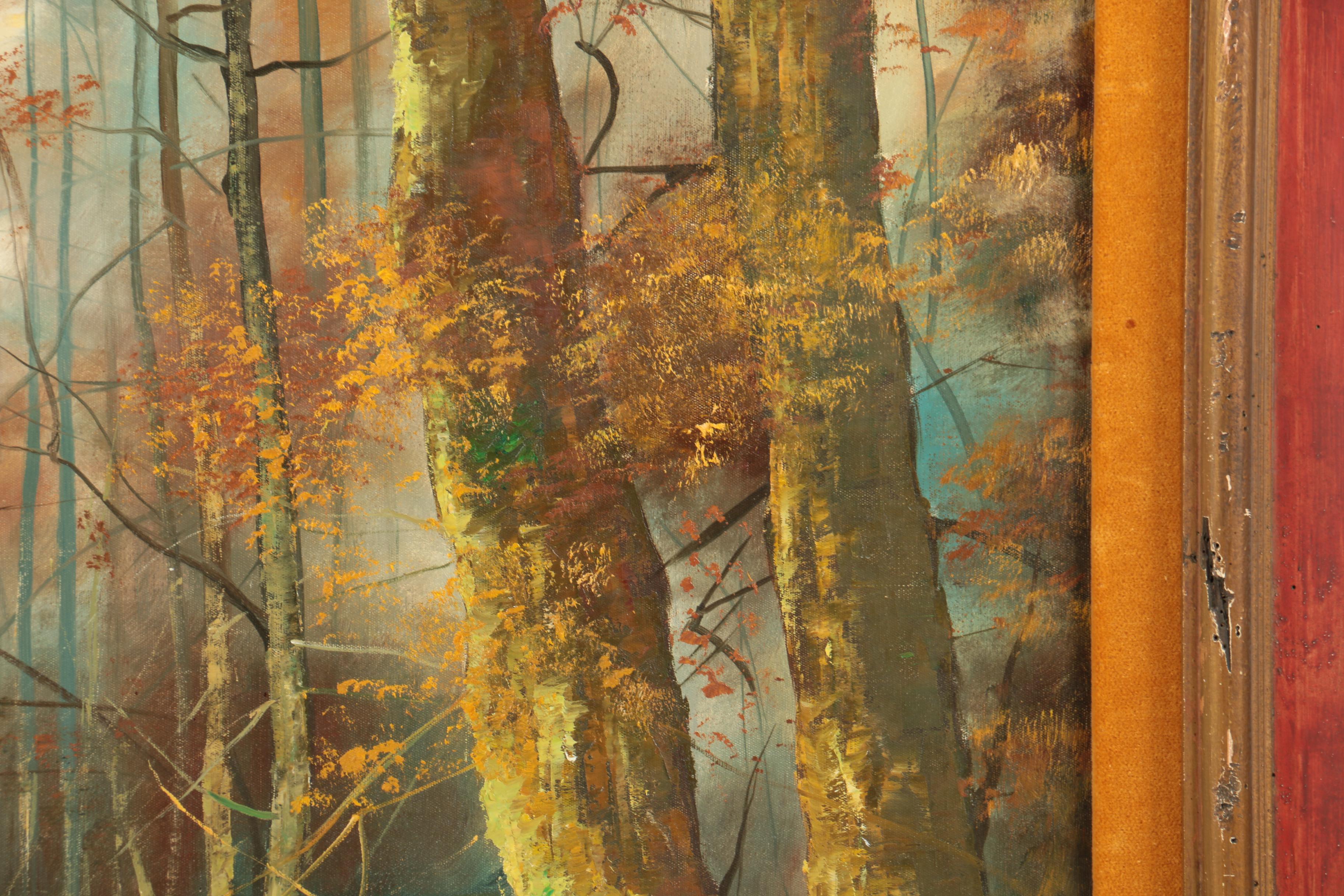 Dürrnberger Oil Painting on Canvas of Autumn Woodland Scene