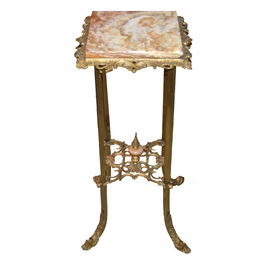 Marble and Brass Accent Table