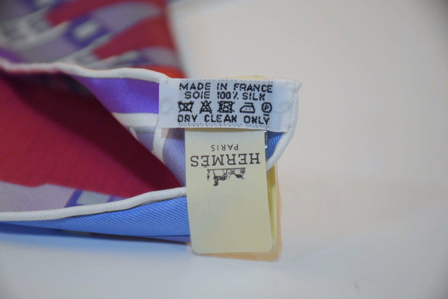 Hermes of Paris "Sangles en Zigzag" Silk Scarf in Lilac and Framboise