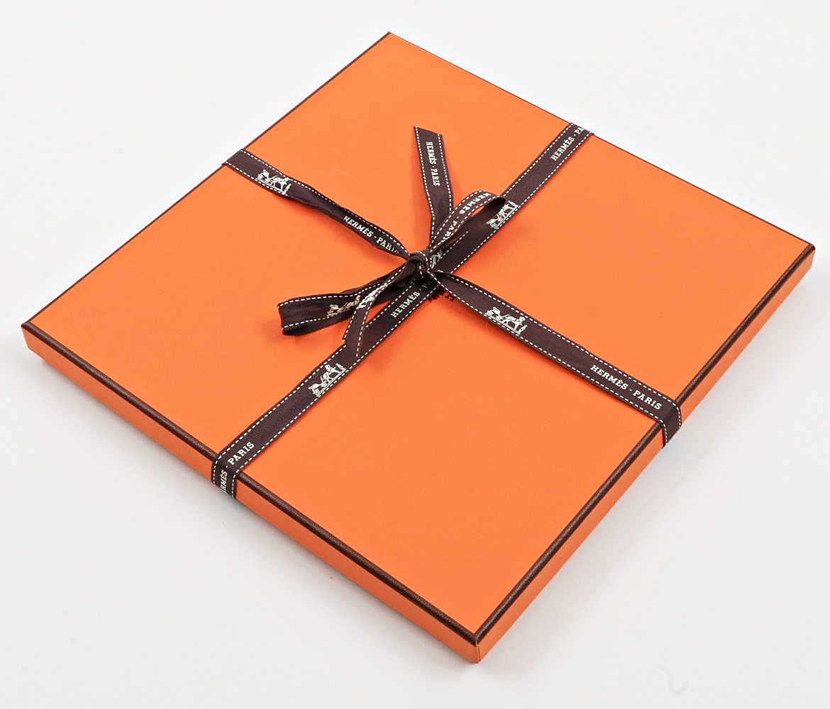 Hermes of Paris "Sangles en Zigzag" Silk Scarf in Lilac and Framboise