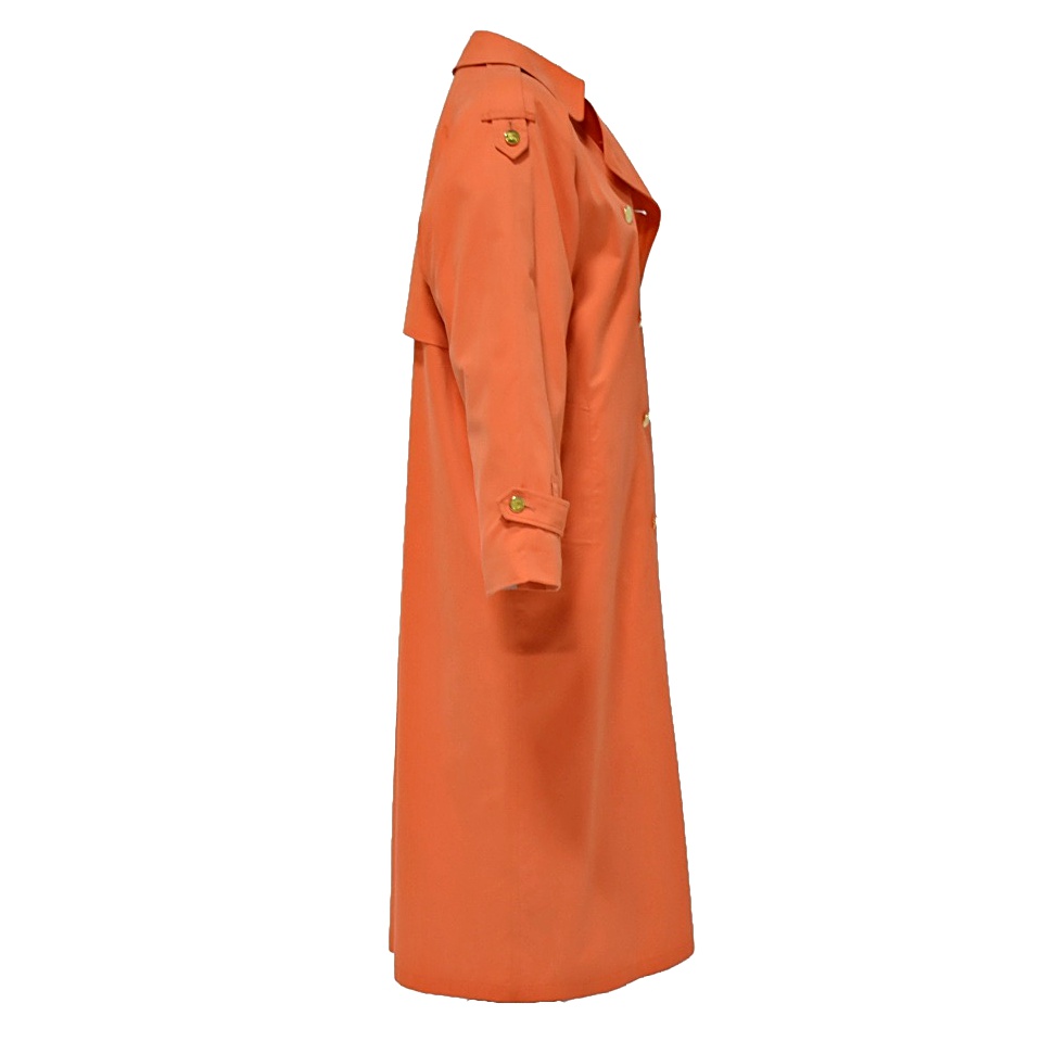 Burberrys of London Micro Fiber Double-Breasted Trench Coat in Cantaloupe Orange