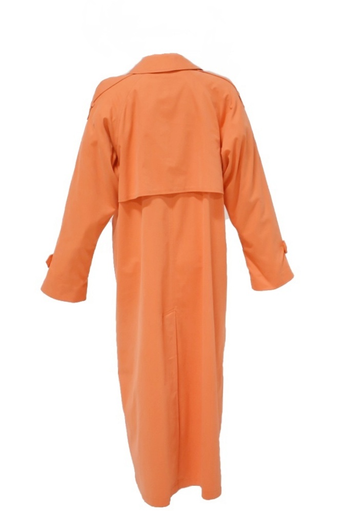 Burberrys of London Micro Fiber Double-Breasted Trench Coat in Cantaloupe Orange