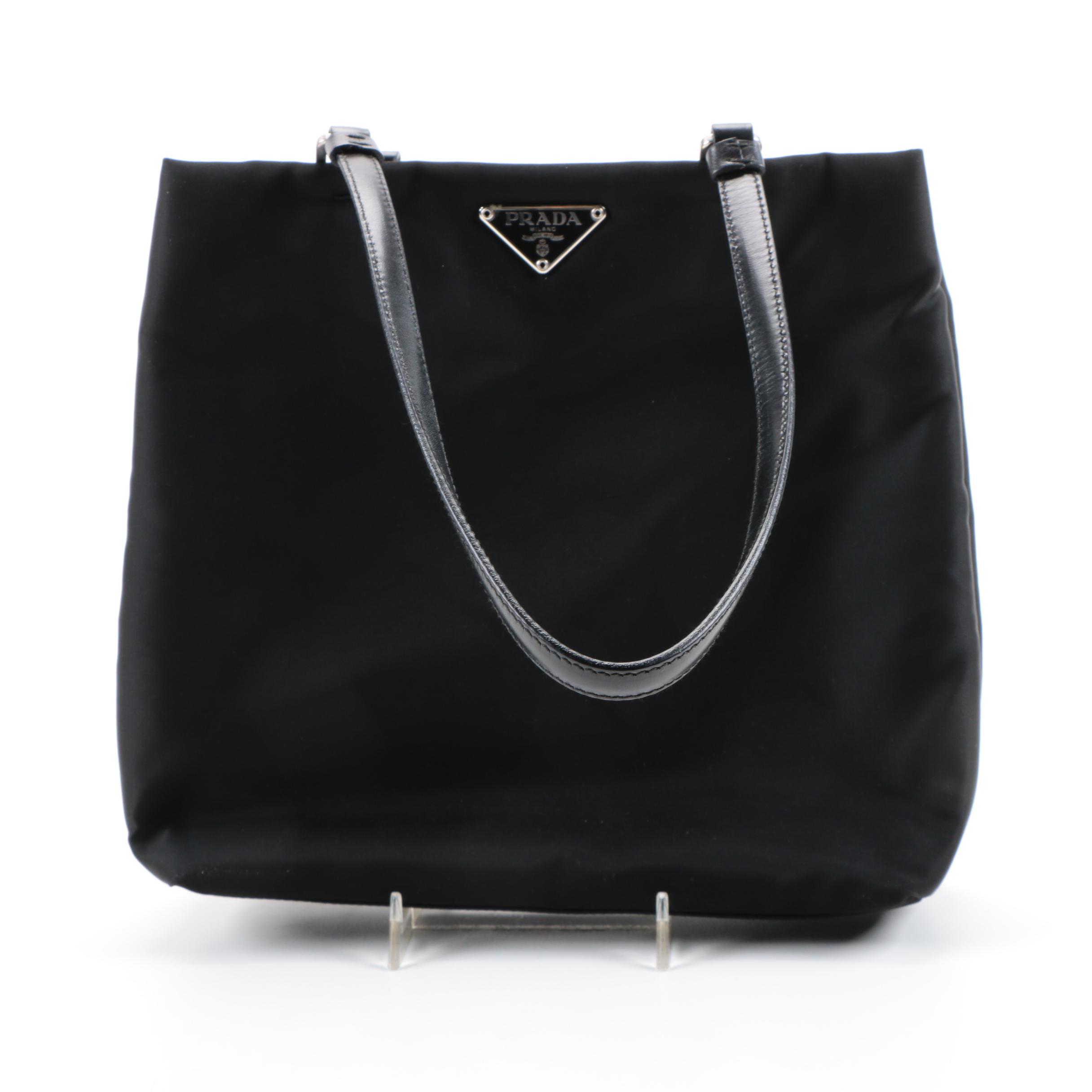 Prada Black Nylon Bag with Leather Straps