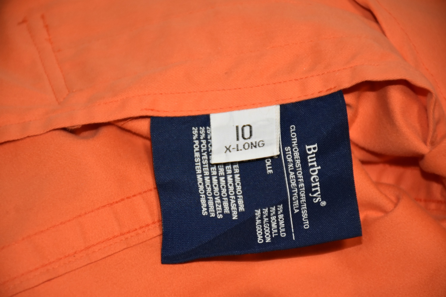 Burberrys of London Micro Fiber Double-Breasted Trench Coat in Cantaloupe Orange