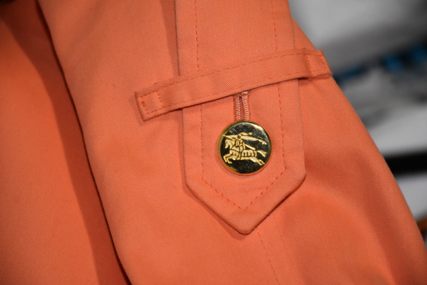 Burberrys of London Micro Fiber Double-Breasted Trench Coat in Cantaloupe Orange