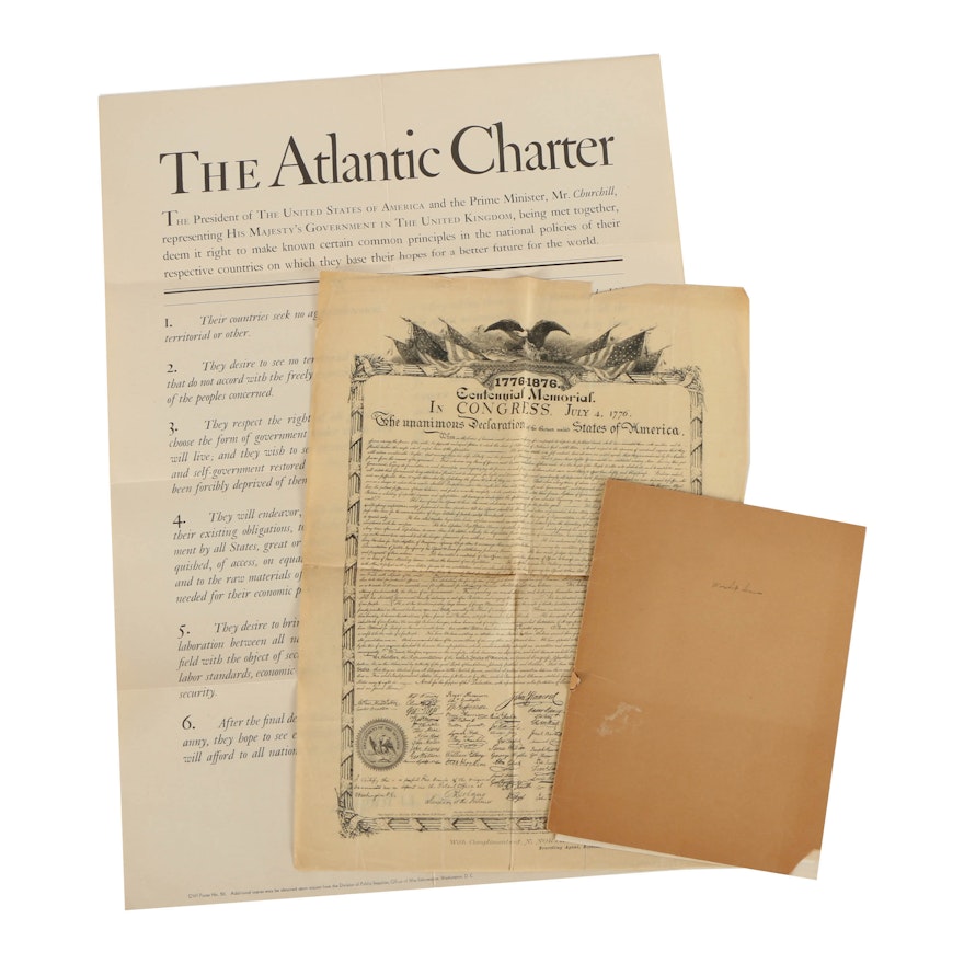 Variety of Paper Ephemera Including Girls' Friendly Society and Atlantic Charter