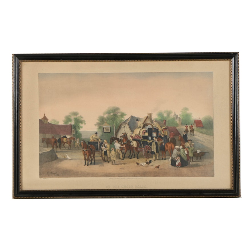 Colored Lithograph on Paper "At The Cross Roads" After William Joseph Shaye