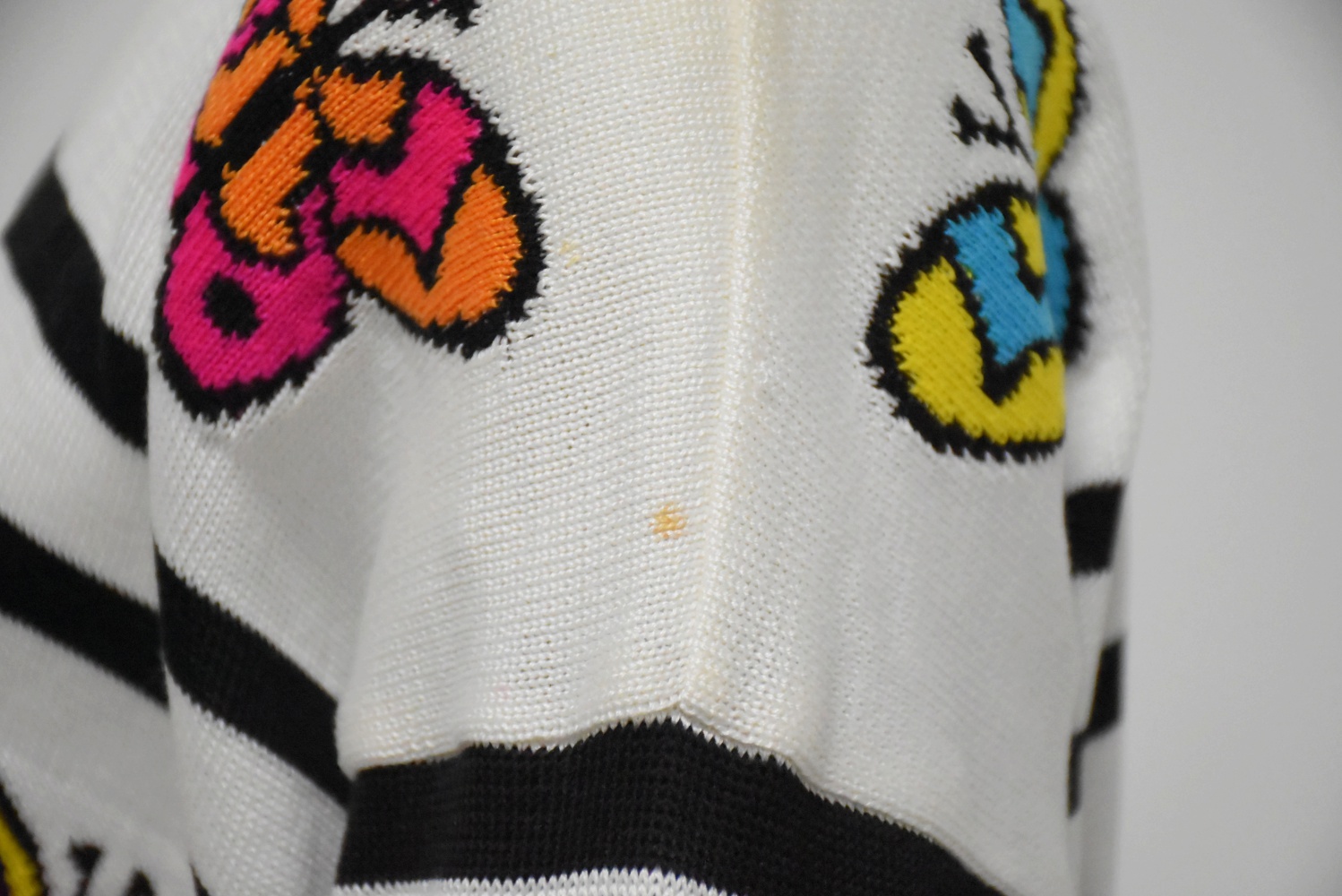 Escada Black and White Knit Sweater and Skirt with Colorful Butterflies