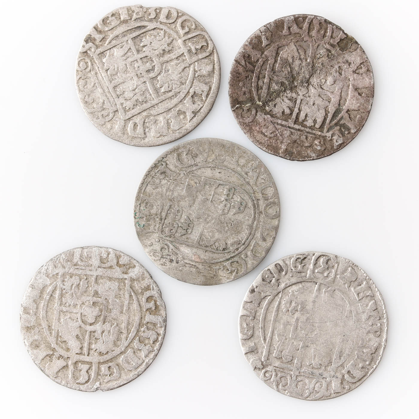 Group of Five 17th Century Polish–Lithuanian Commonwealth Silver Coins
