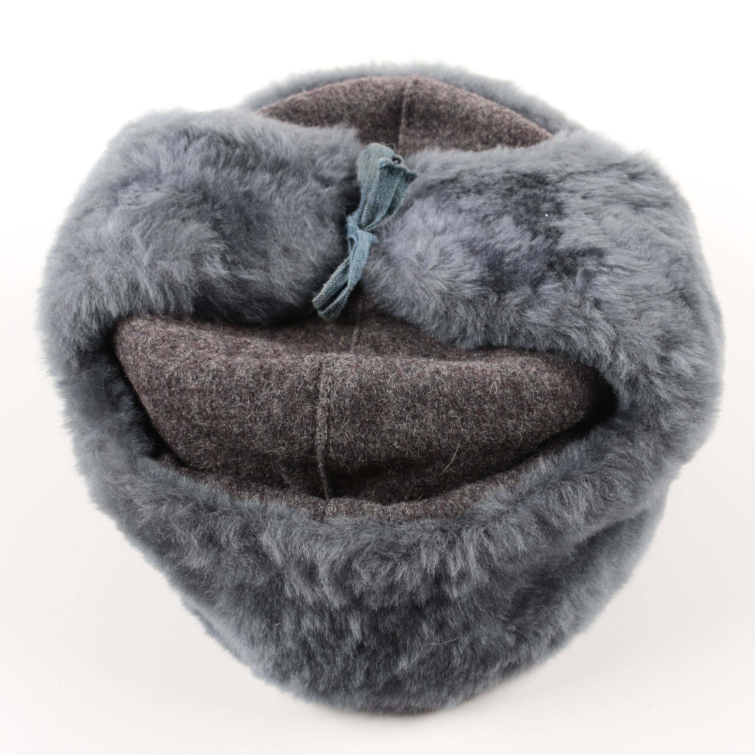 Soviet Union Naval Officer Ushanka Hat with Two Belts