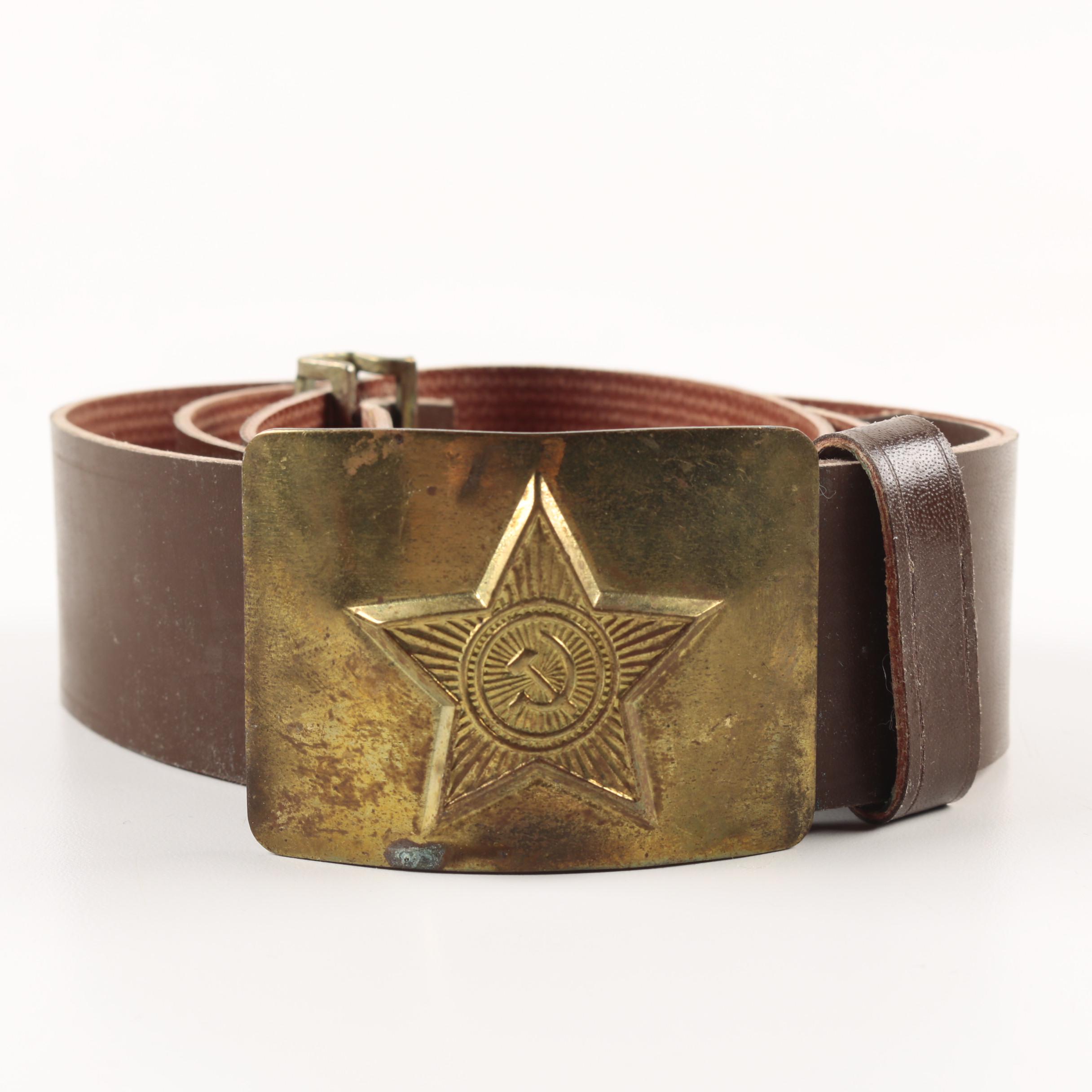 Soviet Union Naval Officer Ushanka Hat with Two Belts