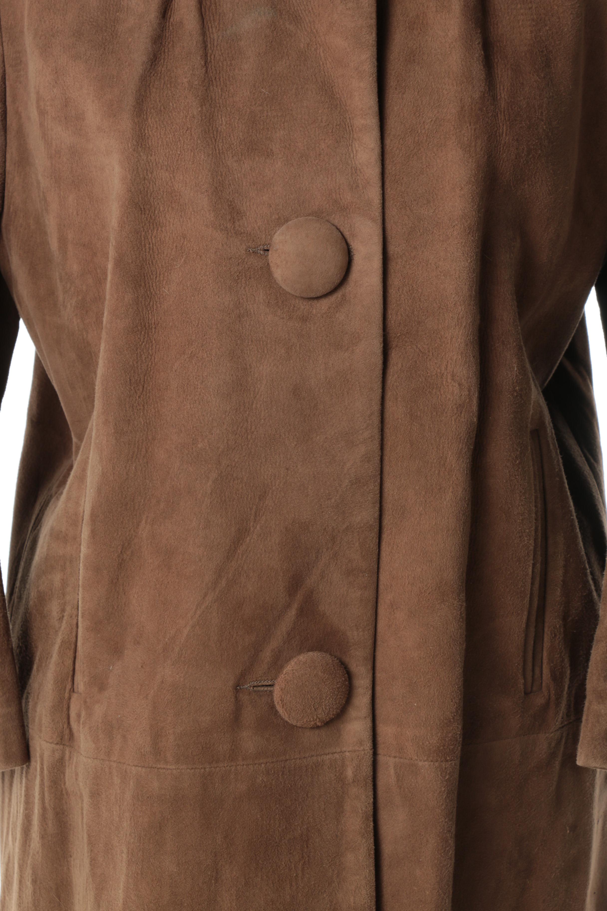 Women's Circa 1960s Vintage Suede Coat with Mink Collar