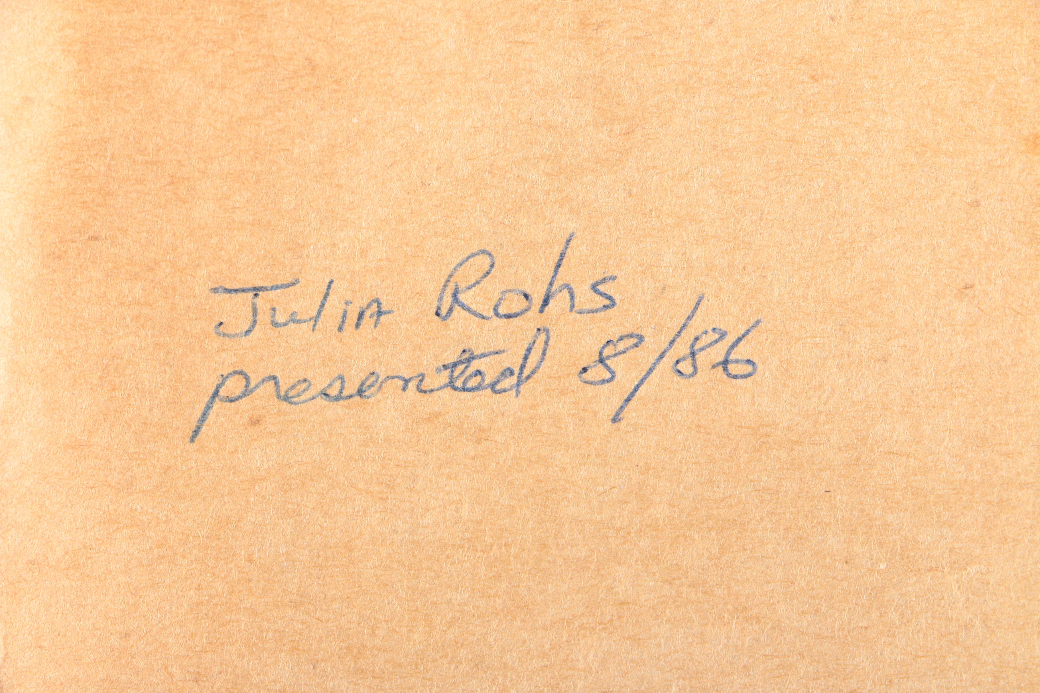 Watercolor Embellished Print on Silk of Figures Watering Window Plants